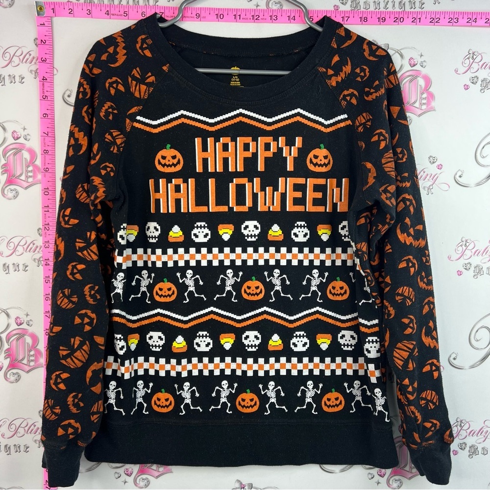 Festive Happy Halloween Black & Orange Graphic Sweater